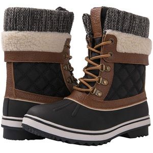 Black/Brown Waterproof Winter Snow Boots